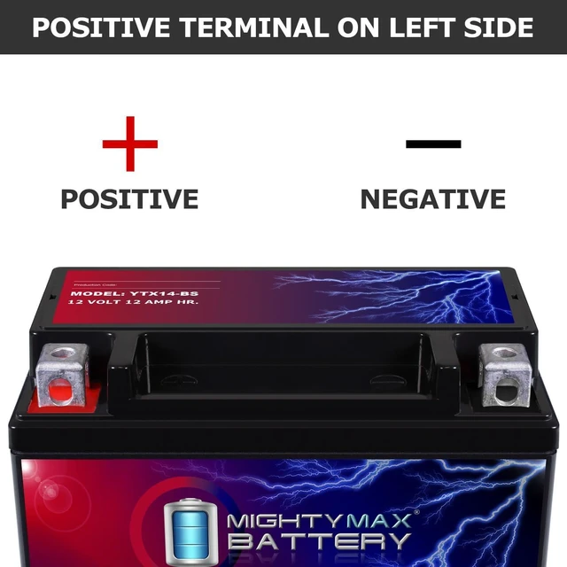Alt view image 3 of 7 - Mighty Max Battery YTX14-BS Replacement for ATV HONDA TRX 500 Rubicon Foreman Rancher