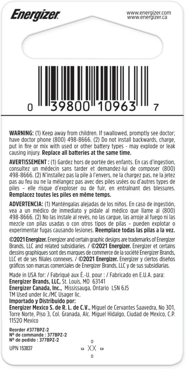 Alt view image 3 of 7 - Energizer Silver Oxide Coin Batteries, Button Cell 1.5 Volt Battery Alkaline, 2 Count (Pack of 2)