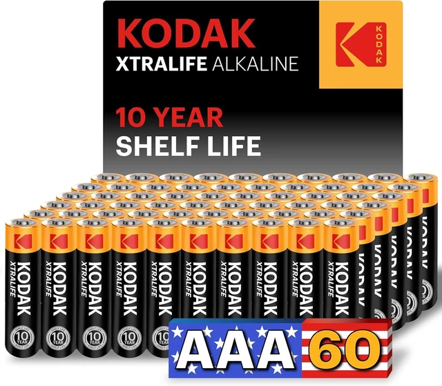 Main image of KODAK AAA Alkaline Batteries (60 Pack) Triple A Battery, LR03, 1.5V