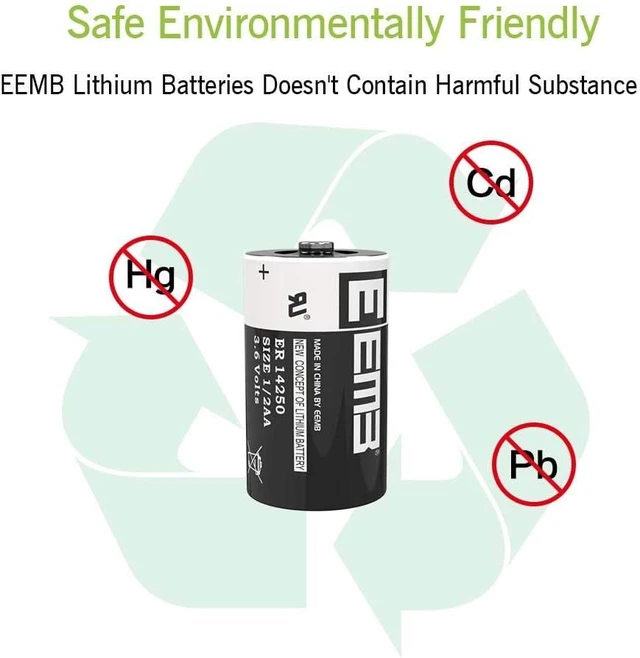 Alt view image 7 of 7 - EEMB 1/2AA 3.6 Volt LS 14250 1200mAh Lithium Battery ER14250 10 Pack