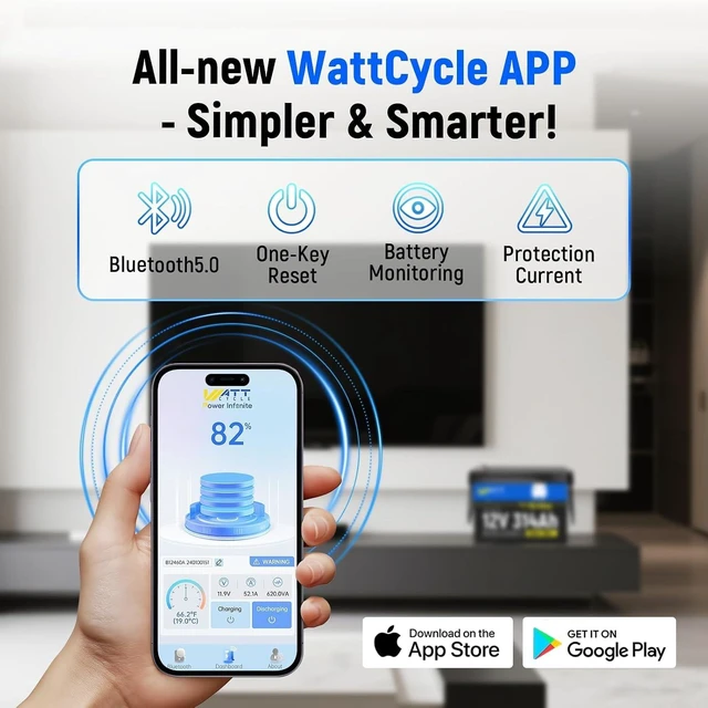 Alt view image 3 of 7 - WattCycle 12.8V 314Ah Mini LiFePO4 Battery 200A BMS Bluetooth 4.01kWh