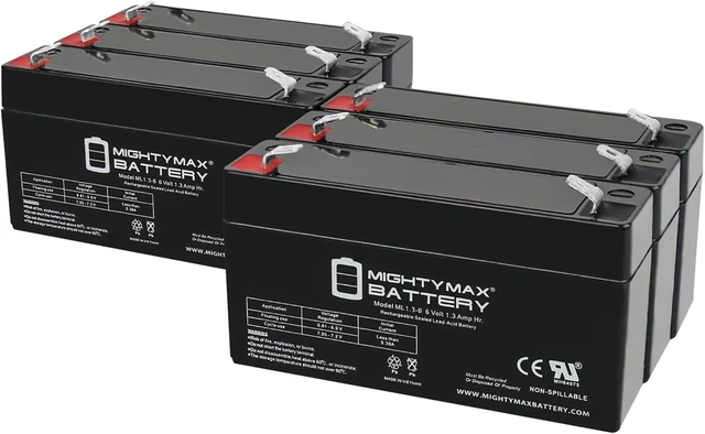 Main image of Mighty Max Battery ML1.3-6 6V 1.3AH SLA Battery F1 Terminal - Pack of 6