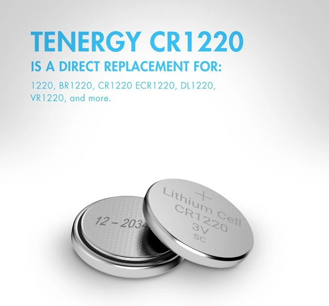 Alt view image 5 of 7 - Tenergy CR1220 3V Lithium Button Cell Battery, for Keys, Watches, Accessories, 20 Count (Pack of 2)