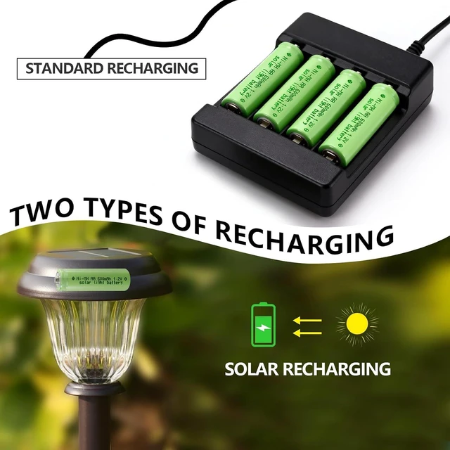 Alt view image 6 of 7 - Ni-MH AA 600mAh 1.2V Rechargeable Batteries for Solar Halloween Lights