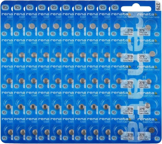 Main image of Renata 379 SR521SW Batteries - 1.55V Silver Oxide 379 Watch Battery (100 Count)