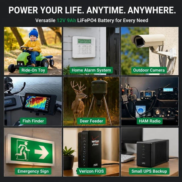 Alt view image 6 of 7 - 12V 9Ah Lithium Battery for UPS, Ride on Toys, Fish Finder, Security System