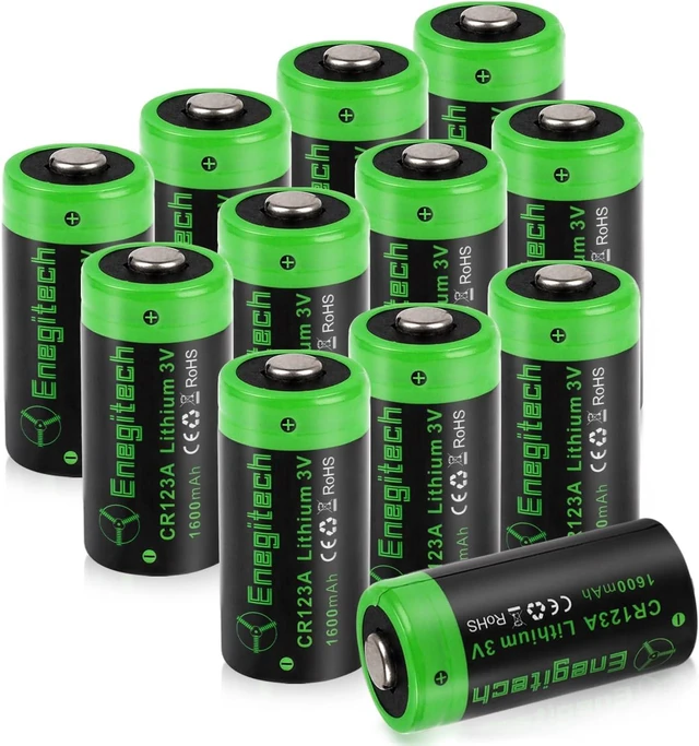 Main image of Enegitech CR123A 3V Lithium Battery, 123 Lithium Batteries 3 Volt 1600mAh for Smart Smoke Detector, Fire Alarm, Flood & Freeze Sensor, Carbon Monoxide Detector Non-Rechargeable 12 Pack