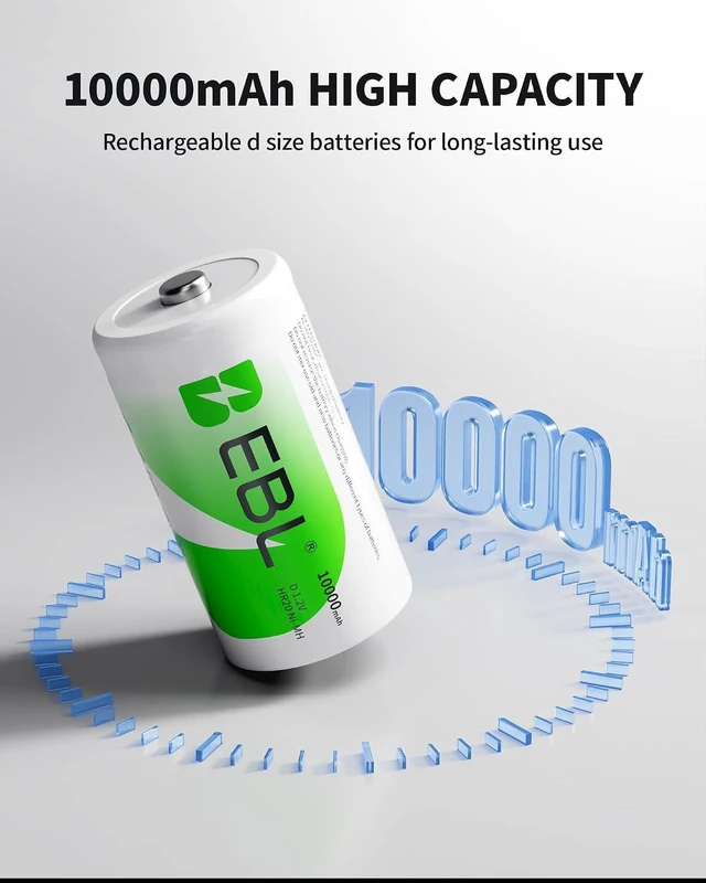 Alt view image 2 of 7 - EBL D Rechargeable Batteries (4 Counts) and Universal Battery Charger