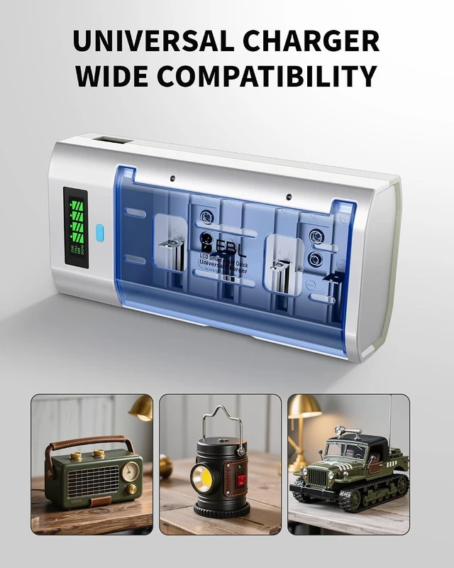 Alt view image 5 of 7 - EBL D Rechargeable Batteries (4 Counts) and Universal Battery Charger