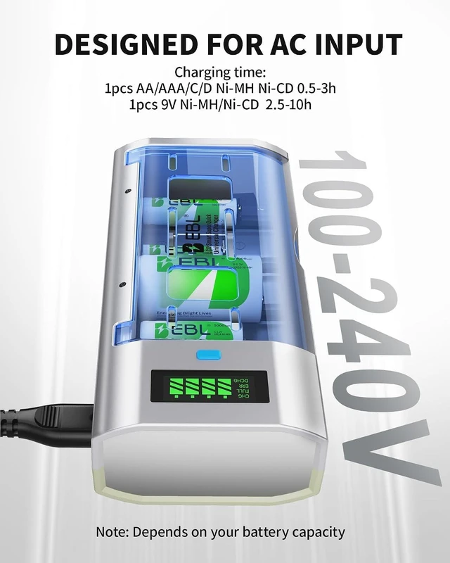 Alt view image 6 of 7 - EBL D Rechargeable Batteries (4 Counts) and Universal Battery Charger