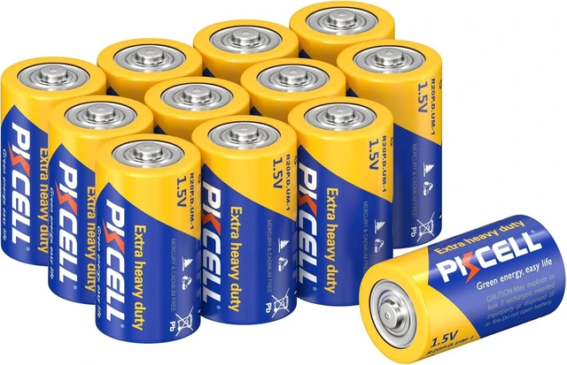 Main image of PKCELL 12 Pack D Batteries, R20P 1.5V D Size Non-Rechargeable Batteries