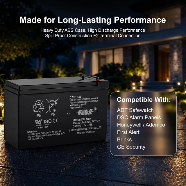 Alt view image 5 of 7 - Casil FirstPower 12v 7ah First Alert ADT Alarm Battery