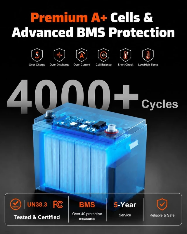 Alt view image 2 of 7 - 12V 300Ah LiFePO4 Lithium Battery, Deep Cycle for RV, Marine & Solar