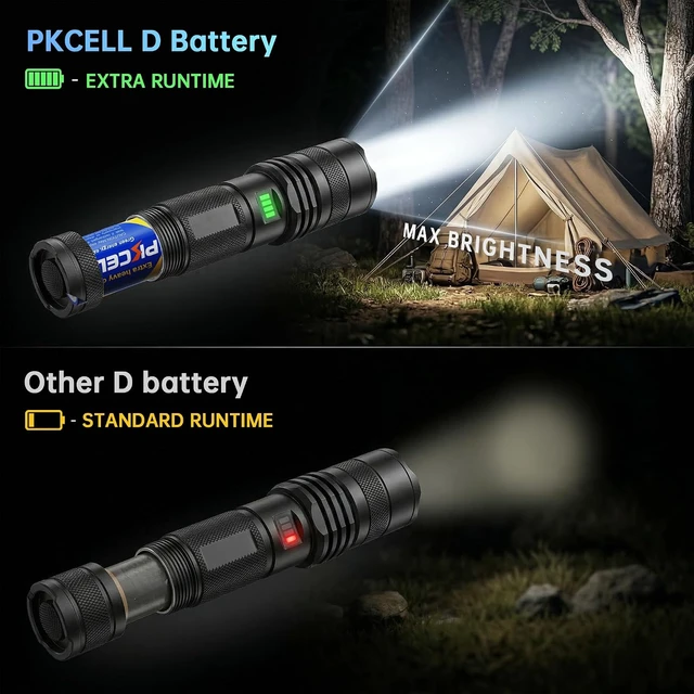 Alt view image 4 of 7 - PKCELL 12 Pack D Batteries, R20P 1.5V D Size Non-Rechargeable Batteries