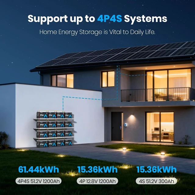 Alt view image 7 of 7 - 12.8V 300Ah Self-Heating LiFePO4 Lithium Battery with APP Monitoring