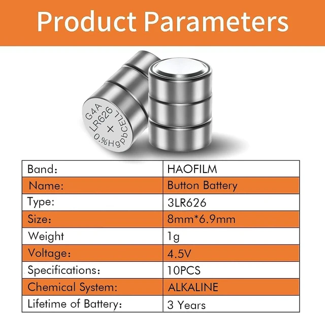 Alt view image 5 of 5 - HAOFILM 3LR6263AG43X377 Advanced Alkaline Battery, 4.5V Round Coin Cell Battery, for Laser Training CartridgesPack of 10