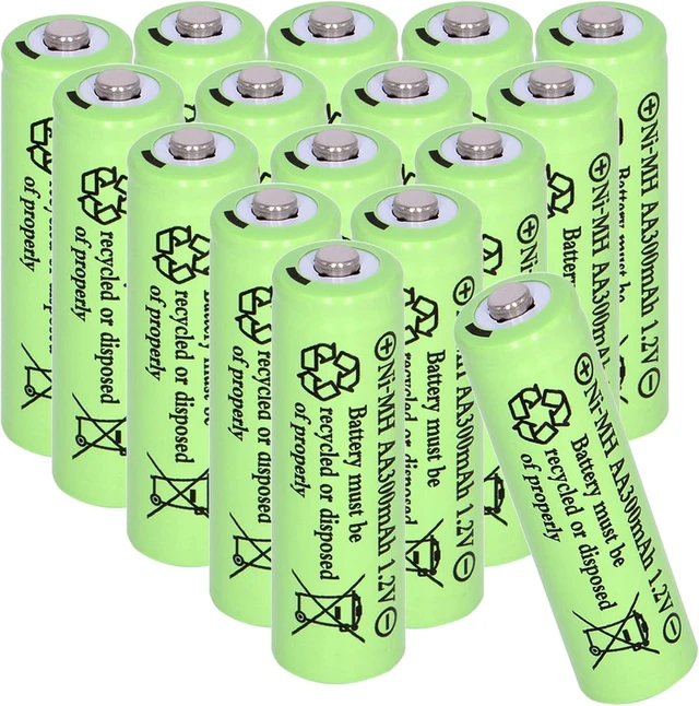 Main image of 16 Pack AA 300mAh 1.2V Ni-MH Rechargeable Batteries for Solar Lights