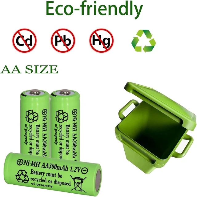Alt view image 3 of 7 - 16 Pack AA 300mAh 1.2V Ni-MH Rechargeable Batteries for Solar Lights