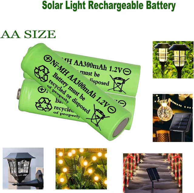 Alt view image 7 of 7 - 16 Pack AA 300mAh 1.2V Ni-MH Rechargeable Batteries for Solar Lights