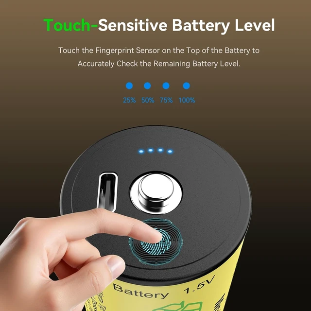 Alt view image 3 of 7 - ENEGON Rechargeable Lithium C Batteries 4 Pack, 7400mWh 500+ Charge Cycles