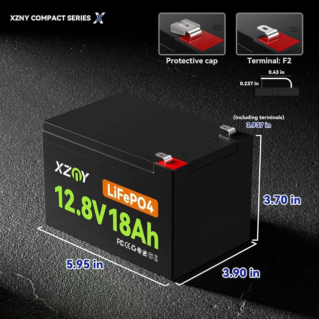 Alt view image 2 of 7 - Compact 12V 18Ah LiFePO4 Battery for Fish Finder, UPS, Power Wheels
