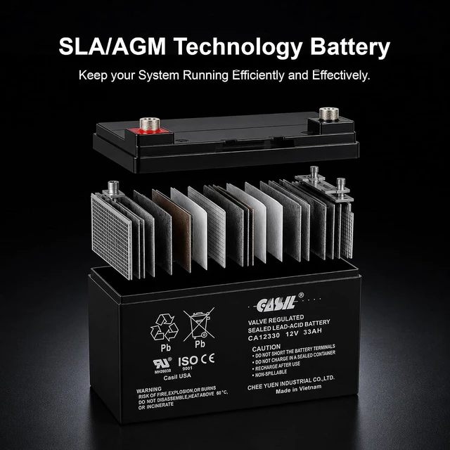 Alt view image 6 of 7 - Casil 12V 33Ah SLA AGM Battery 2 Pack Replacement for Jazzy Power Wheelchairs, Mobility Scooters, and Solar Storage Systems Deep Cycle Sealed Battery for 24V Applications
