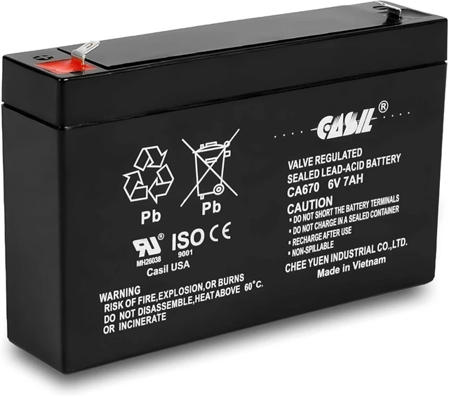 Main image of Casil 3FM7 6V7Ah 20HR Battery 6v Battery for Ride On Toys - Enduring 3FM7 Rechargeable 6V 7Ah Battery for Kids Ride On Toys - 6V Battery 7Ah, Perfect for Extended Playtime and Durability