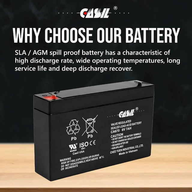 Alt view image 4 of 7 - Casil 3FM7 6V7Ah 20HR Battery 6v Battery for Ride On Toys - Enduring 3FM7 Rechargeable 6V 7Ah Battery for Kids Ride On Toys - 6V Battery 7Ah, Perfect for Extended Playtime and Durability