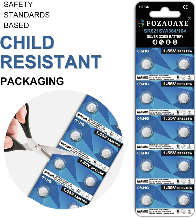 Alt view image 3 of 7 - AG1 SR621SW LR621 164 364 SR60 Watch Battery 40 Pack