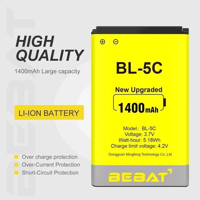 Alt view image 4 of 7 - (2 Pcs) BL-5C Battery, 3.7V 1400mAh Rechargeable BL-5C Battery Suitable for Household Radio, Nokia with Current Protection
