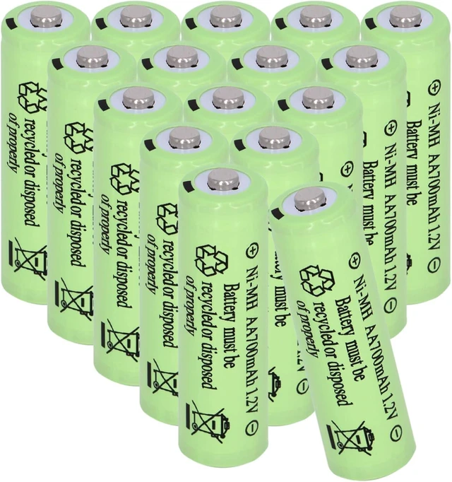 Main image of 16 Pack AA 700mAh 1.2V Ni-MH Rechargeable Batteries for Solar Lights