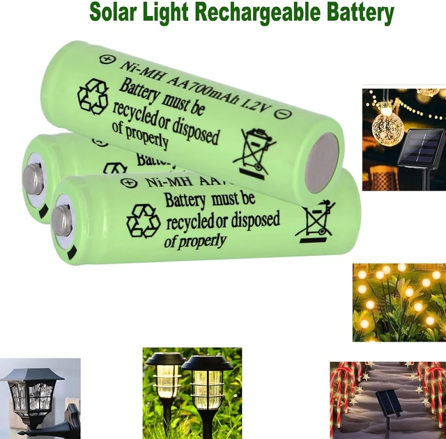 Alt view image 7 of 7 - 16 Pack AA 700mAh 1.2V Ni-MH Rechargeable Batteries for Solar Lights
