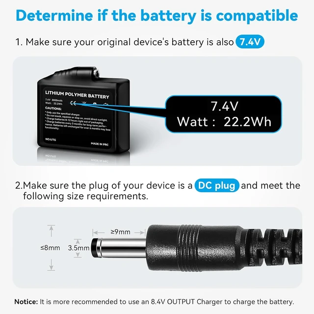 Alt view image 3 of 6 - WASOTO 22.2WH 7.4V Battery Pack Rechargeable Lithium Polymer Batteries for Heated Gloves Socks Mittens Liners2-Pack