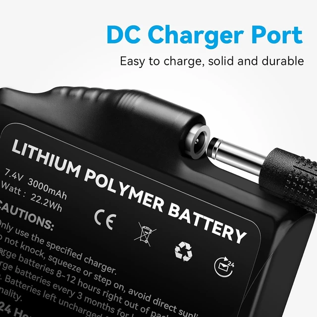 Alt view image 6 of 6 - WASOTO 22.2WH 7.4V Battery Pack Rechargeable Lithium Polymer Batteries for Heated Gloves Socks Mittens Liners2-Pack