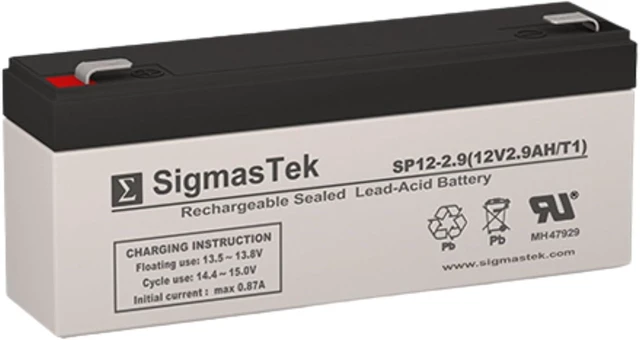 Main image of SigmasTek PS-1229-F1, PM1229, RB1229, CP12-2.6 Compatible SLA Battery, 12V 2.9Ah F1 SP12-2.9 (T1)