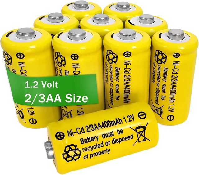 Main image of 10Pcs NiCAD 2/3AA Size 400mAh 1.2V Rechargeable Solar Lights Batteries