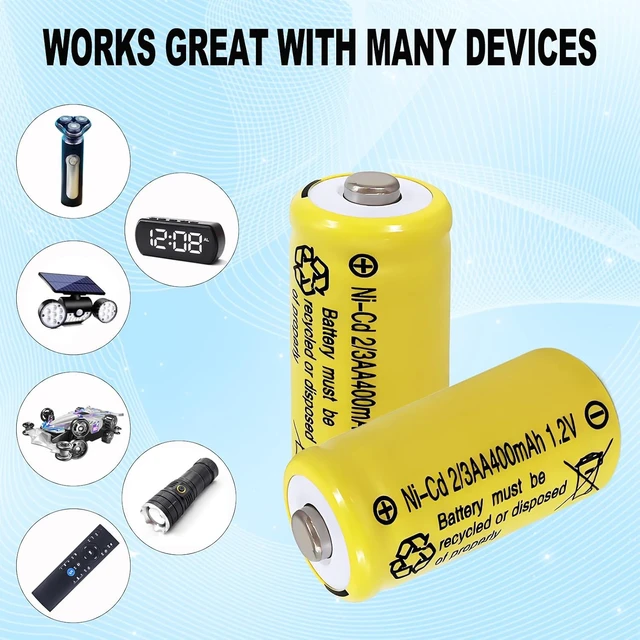 Alt view image 4 of 7 - 10Pcs NiCAD 2/3AA Size 400mAh 1.2V Rechargeable Solar Lights Batteries
