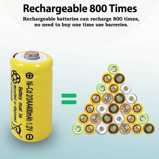 Alt view image 5 of 7 - 10Pcs NiCAD 2/3AA Size 400mAh 1.2V Rechargeable Solar Lights Batteries