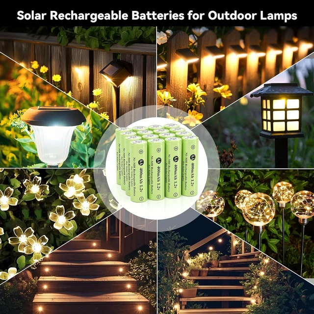 Alt view image 7 of 7 - Rechargeable Solar AA 400mAh Batteries for Outdoor Solar Lights