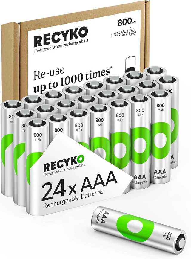 Main image of Rechargeable AAA Batteries 800mAh Pre-Charged Re-use 1000+ Times Retains Power After 6 Years Rechargeable NiMH Battery AAA Pack of 24