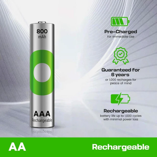 Alt view image 7 of 7 - Rechargeable AAA Batteries 800mAh Pre-Charged Re-use 1000+ Times Retains Power After 6 Years Rechargeable NiMH Battery AAA Pack of 24