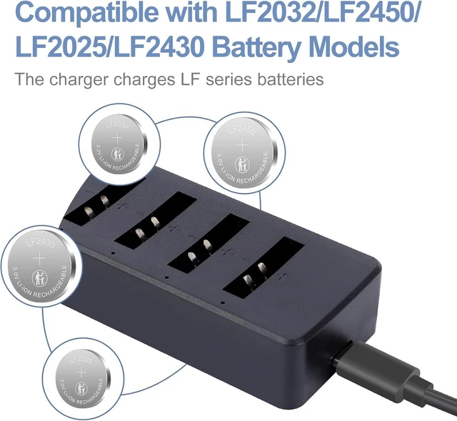 Alt view image 6 of 7 - LF2025 Rechargeable Battery with Charger 3V Replacement CR2032 Batteries(5PCS)
