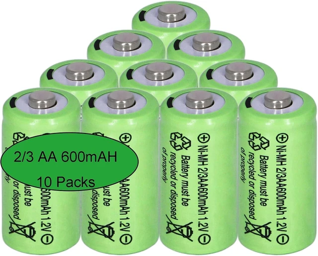 Main image of 10Packs 1.2V NiMH 2/3AA 600mAh Rechargeable Solar Garden Light Batteries