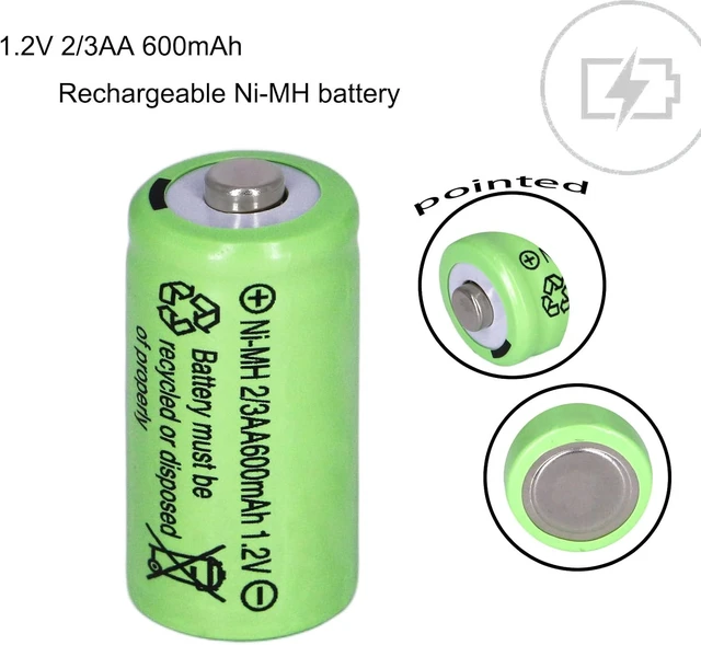 Alt view image 3 of 7 - 10Packs 1.2V NiMH 2/3AA 600mAh Rechargeable Solar Garden Light Batteries