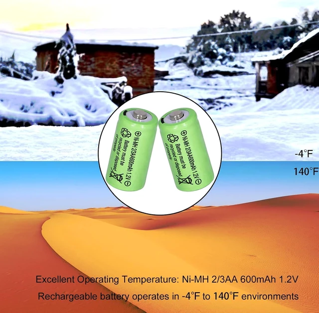 Alt view image 6 of 7 - 10Packs 1.2V NiMH 2/3AA 600mAh Rechargeable Solar Garden Light Batteries