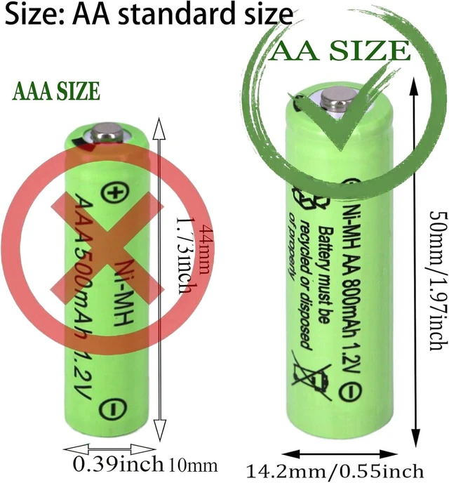 Alt view image 2 of 7 - 16 Pack AA 800mAh 1.2V Ni-MH Rechargeable Batteries for Solar Lights