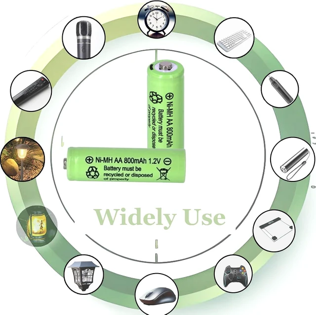 Alt view image 3 of 7 - 16 Pack AA 800mAh 1.2V Ni-MH Rechargeable Batteries for Solar Lights