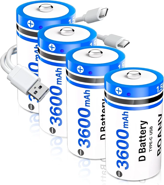 Main image of 4PCS Rechargeable D Batteries,Lithium D Batteries LR20 Replacement