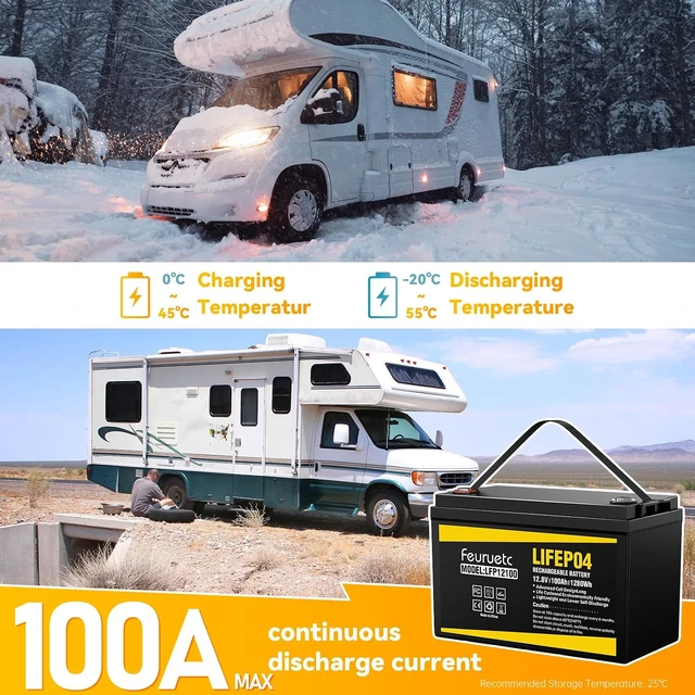 Alt view image 7 of 7 - 12V 100Ah LiFePO4 Solar Battery Deep Cycle Lithium Battery for Solar Systems, Off-Grid, RV, Marine, and Backup Power with 15000+ Cycles, Lightweight, Maintenance-Free