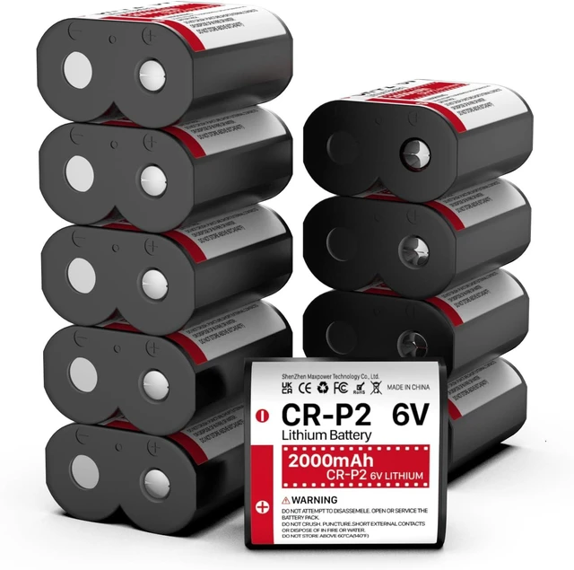 Main image of 10-Pack CR-P2 Batteries, 6V 2000mAh Lithium Photo Battery 223A, 2CR-P2, EL223AP, and DL223A Batteries